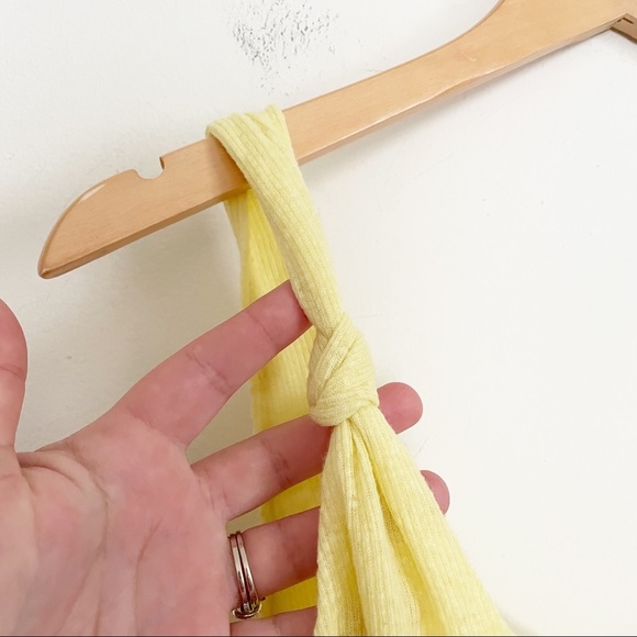 The Range Shadow Linen Knot Strap Ribbed Layered Tank Top Size XS Revolve Yellow - Picture 9 of 11